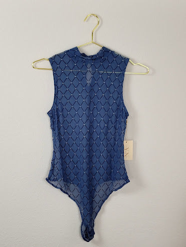 Body de malla azul marino