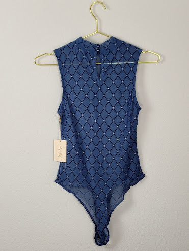 Body de malla azul marino