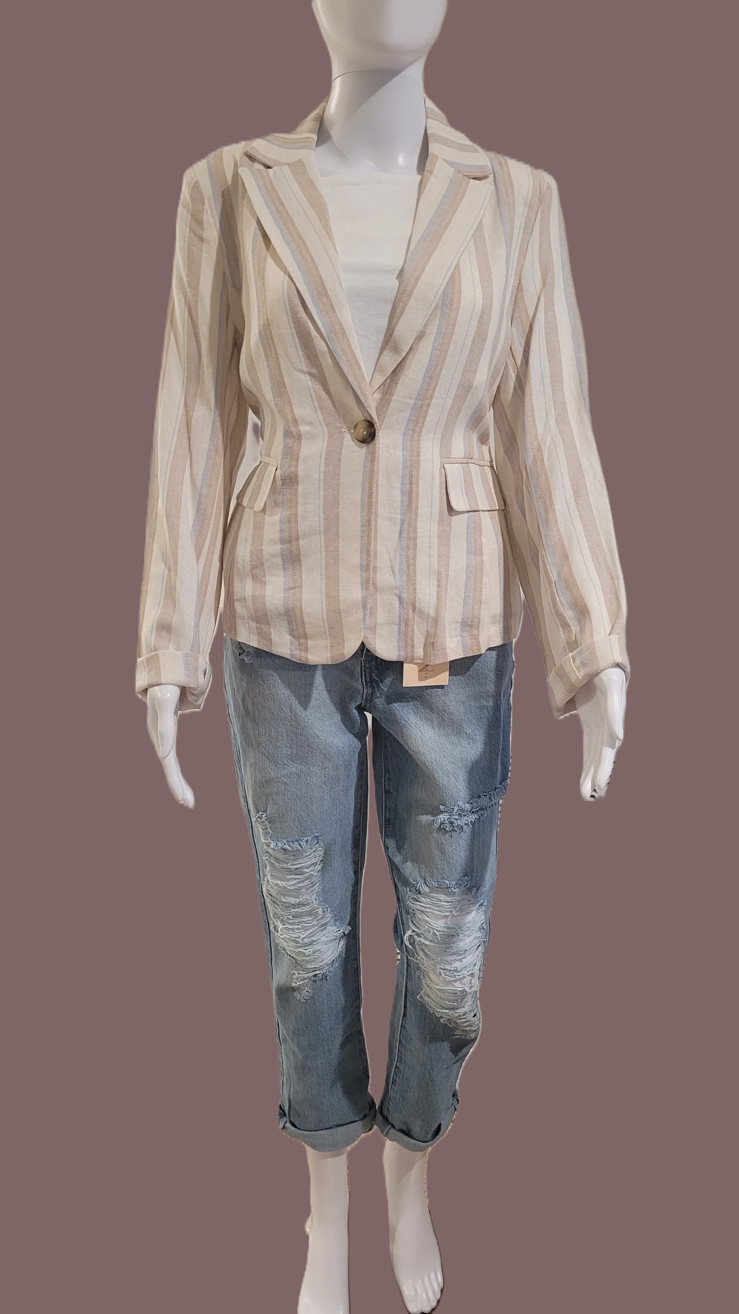 Blazer de rayas beige