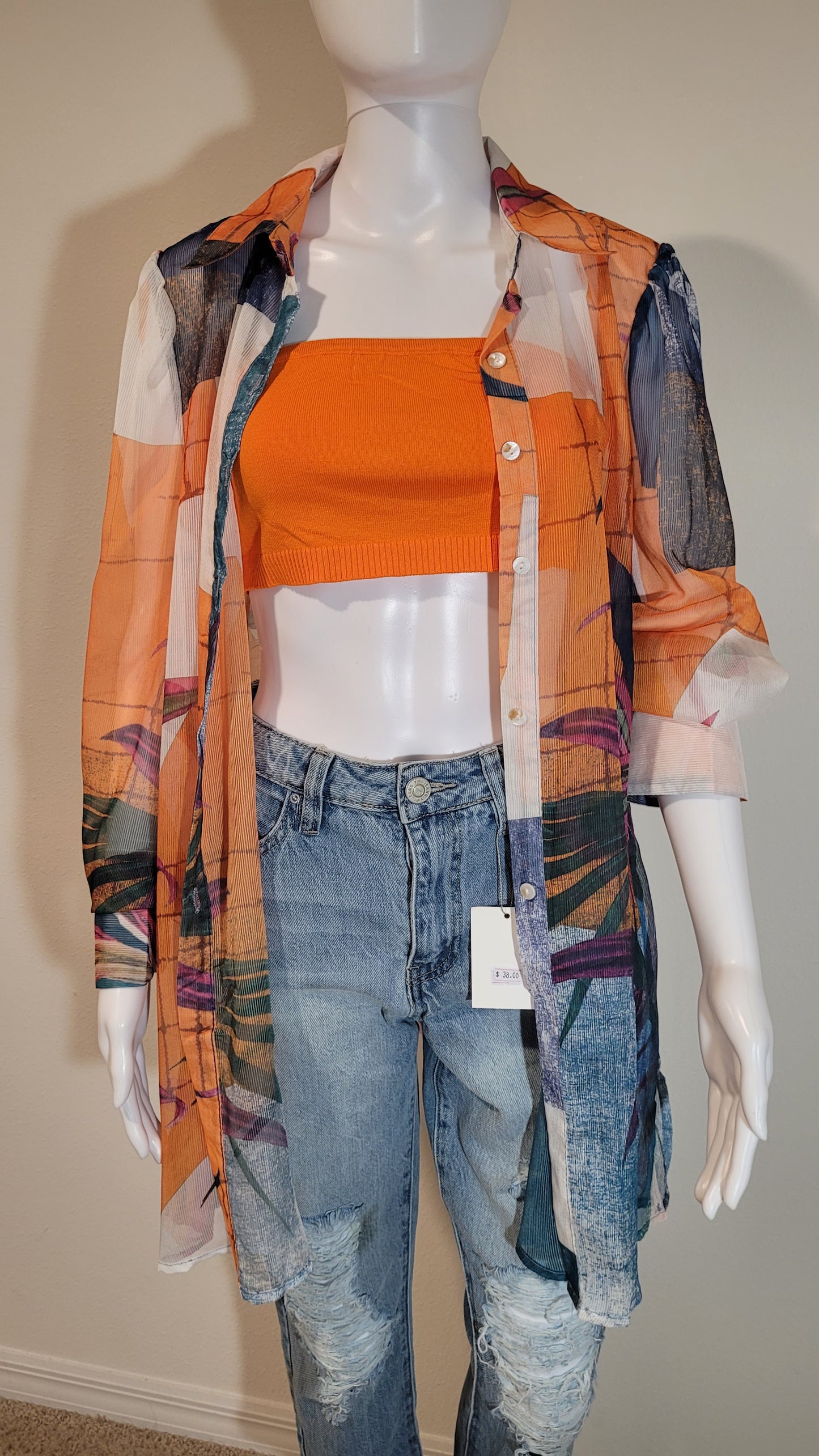 Blusa larga estampada con parte superior