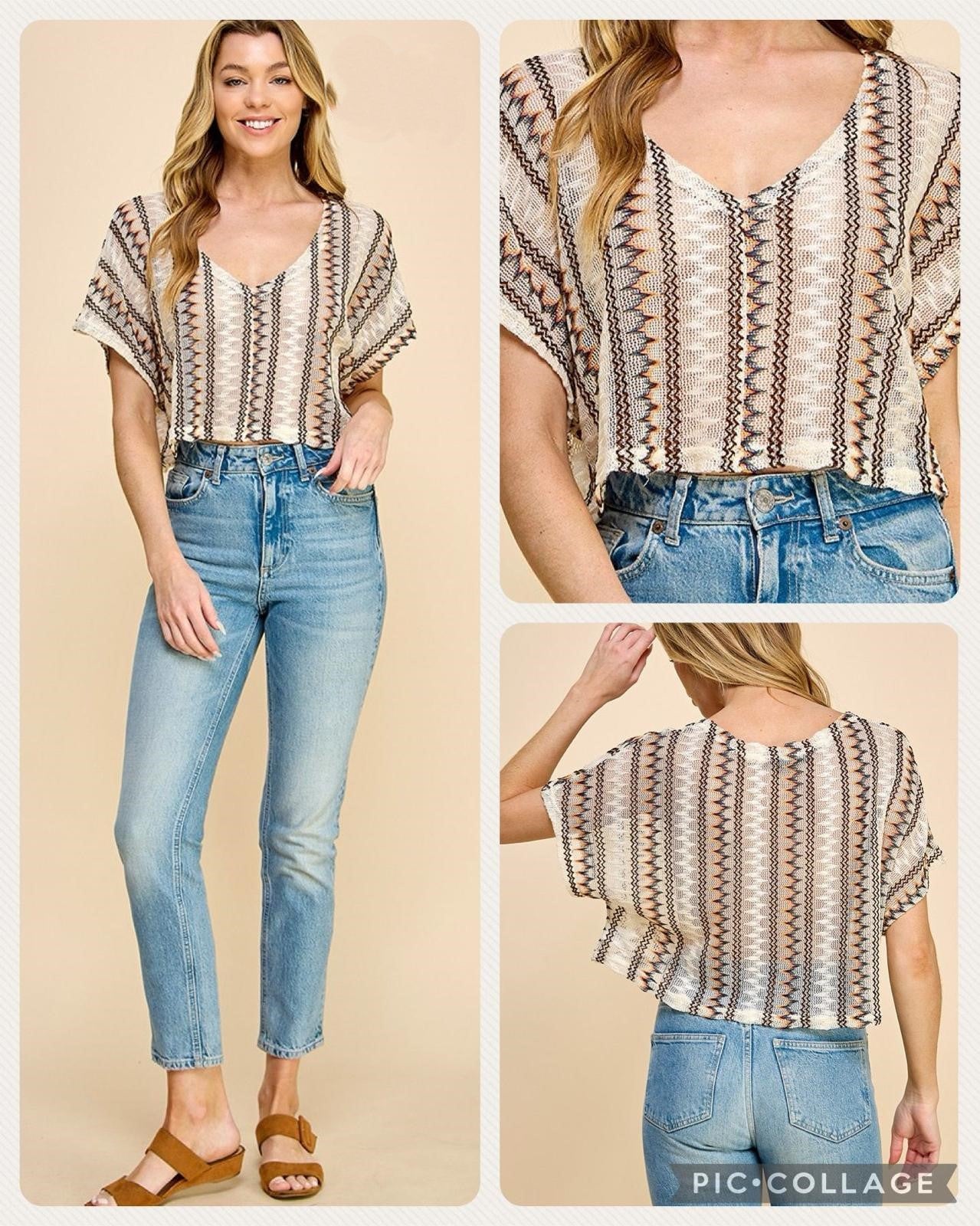 Top de punto beige