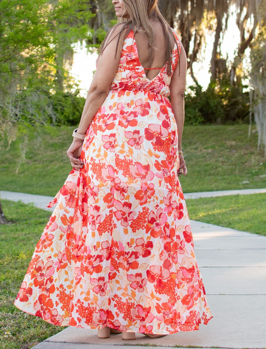 Vestido tropical naranja