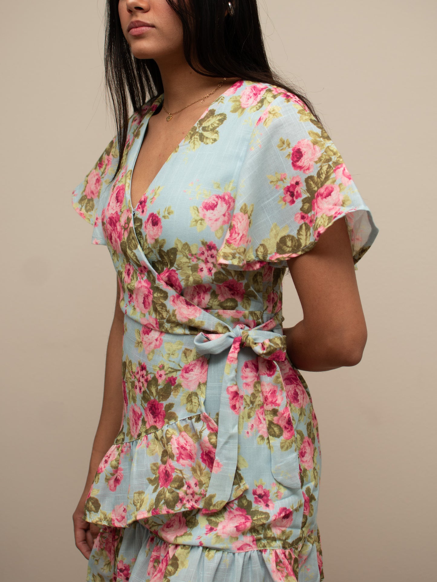 Vestido de flores azul