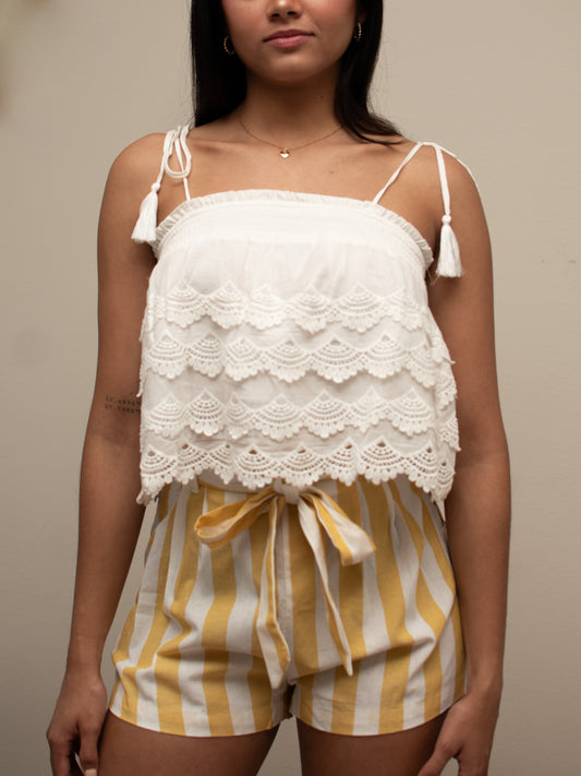 Blusa de encaje blanca