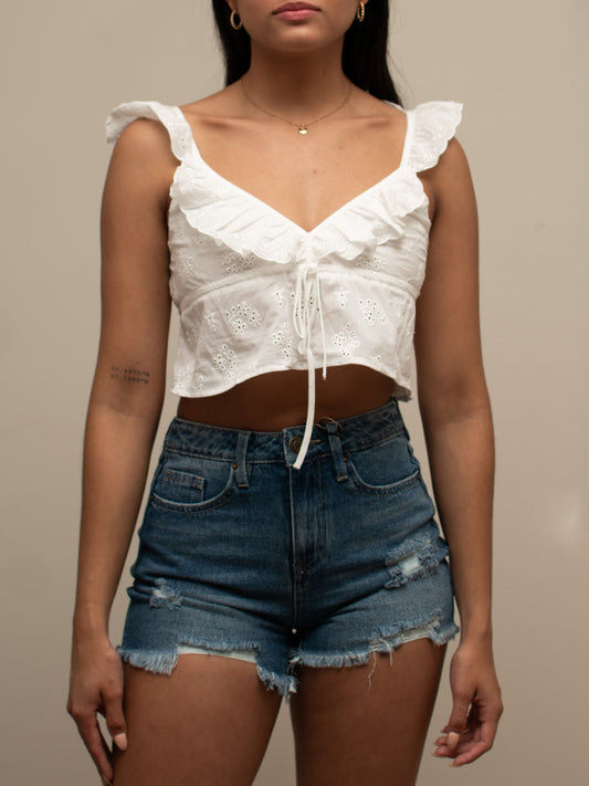 Camisola de encaje blanca