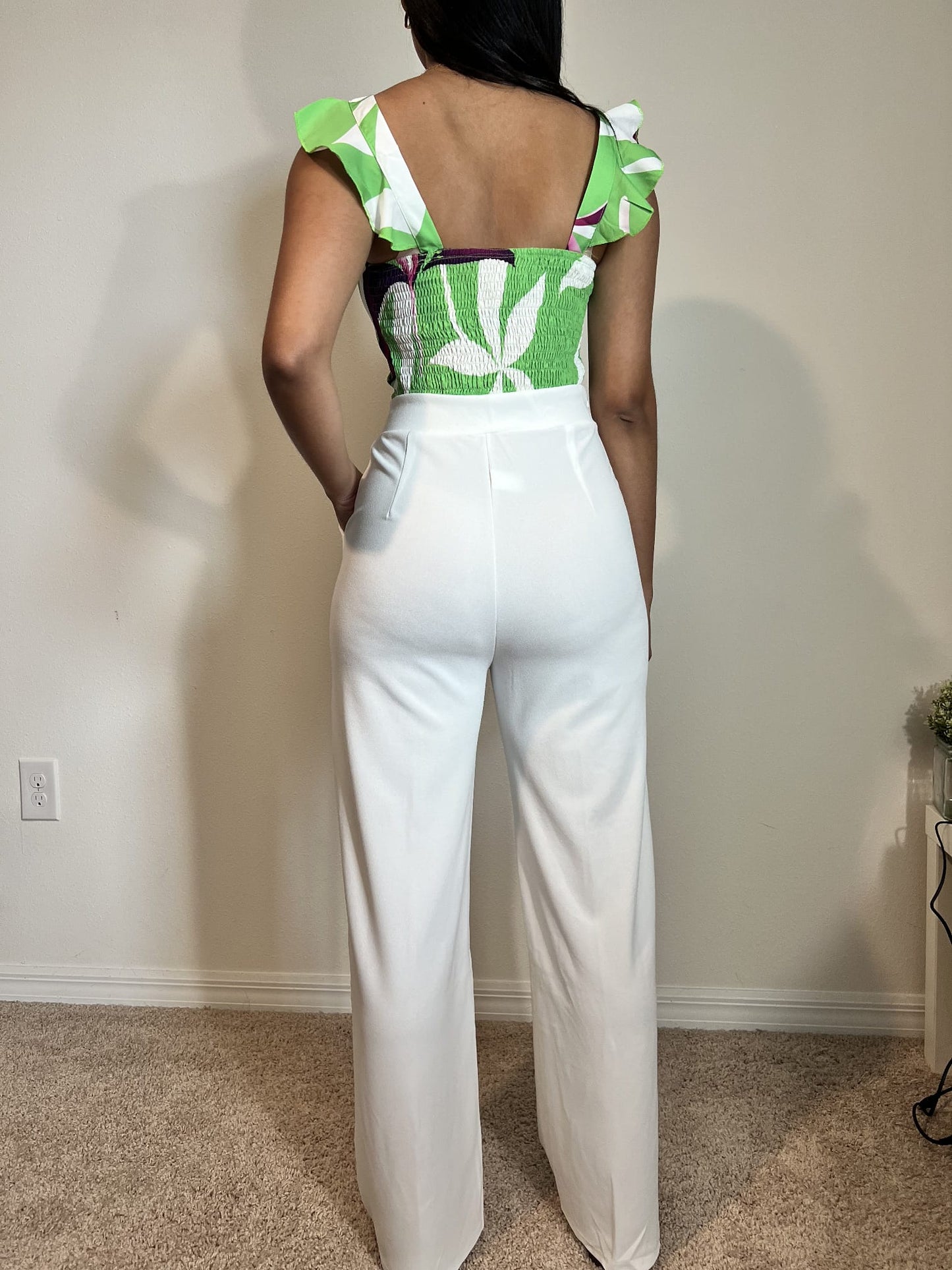 Conjunto estampado blanco y verde