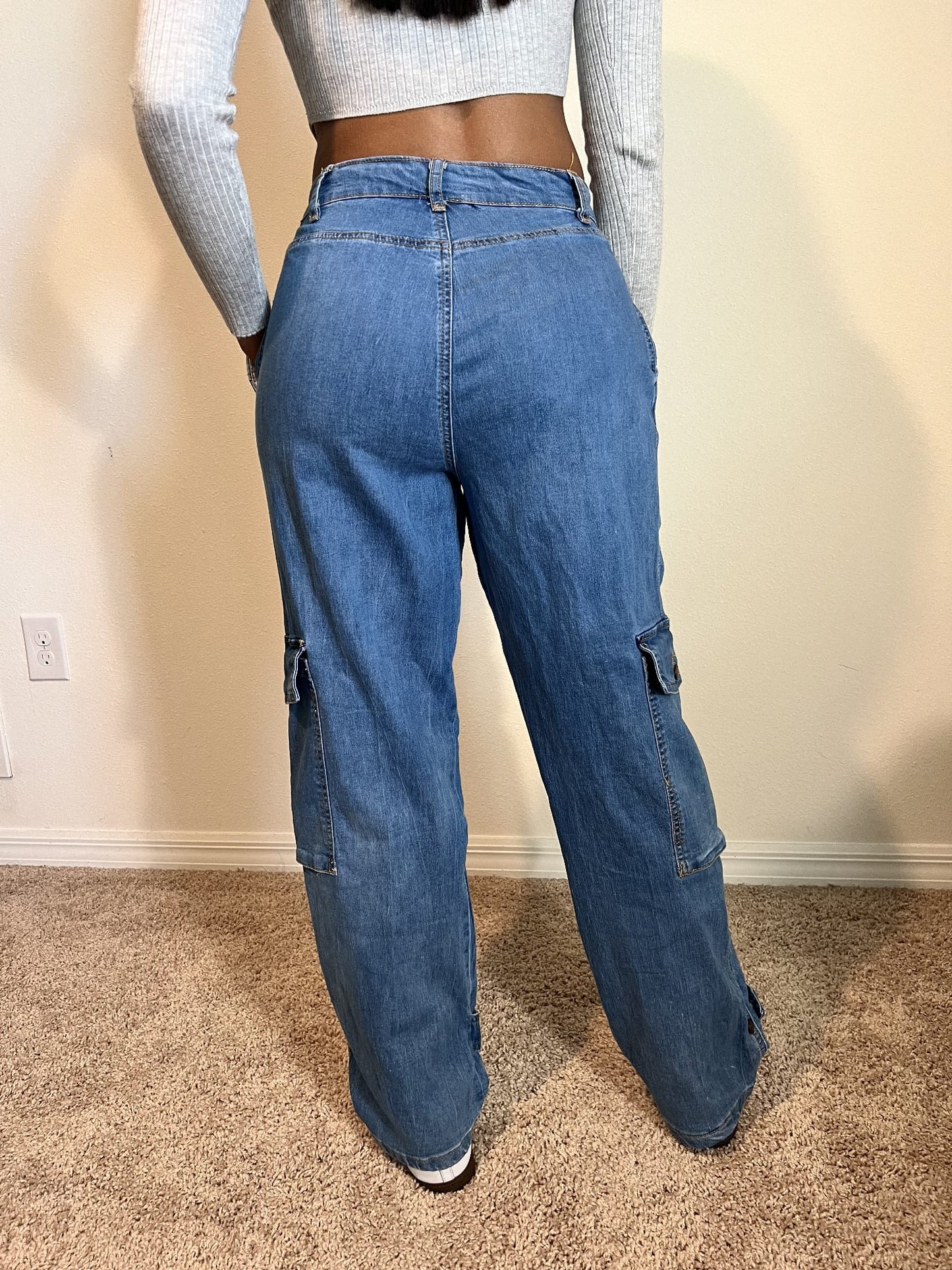 Pantalones Cargo Azul Medio