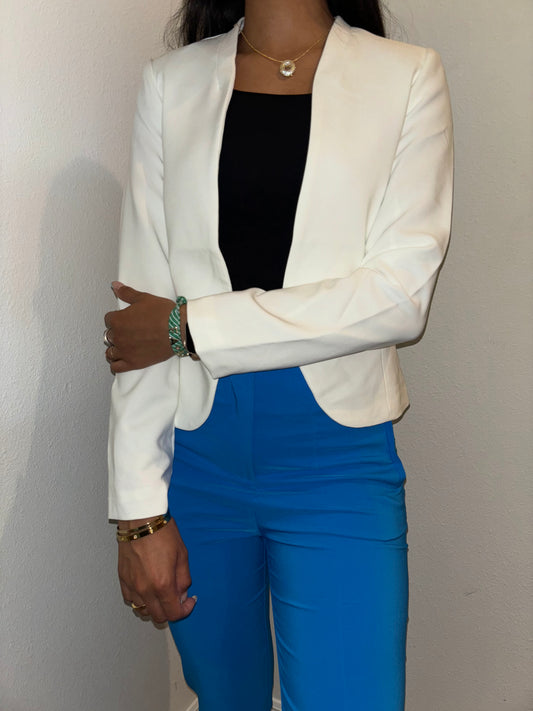 Blazer Liso Abierto Blanco Roto