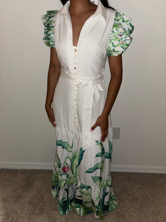 VESTIDO LARGO ESTAMPADO VERDE