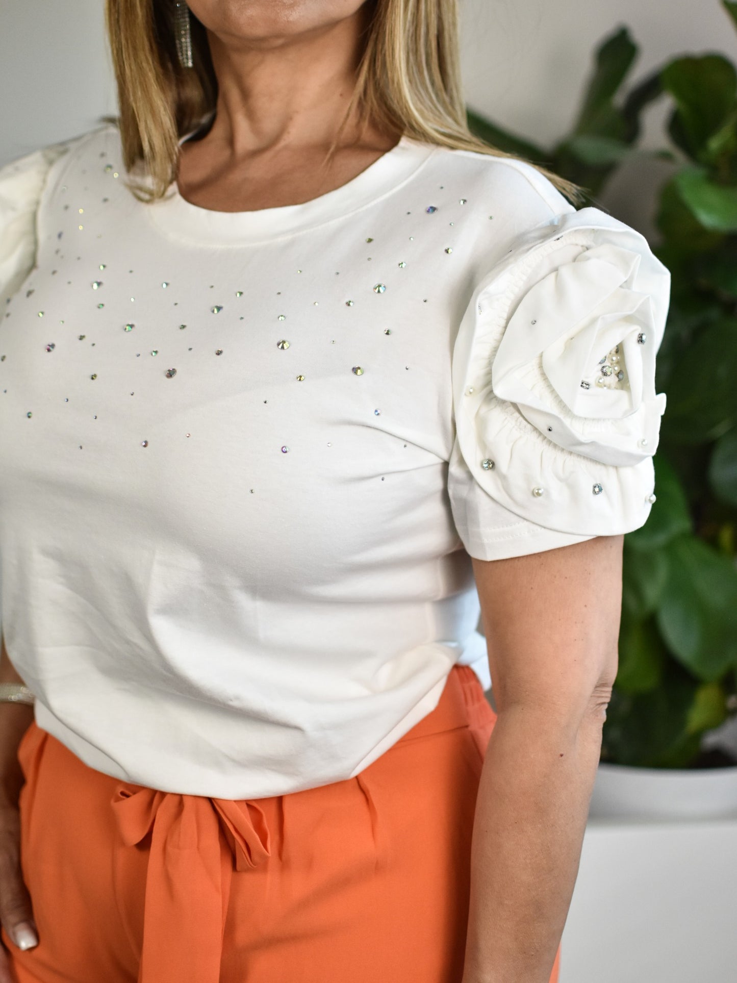 Blusa Blanca con Piedras