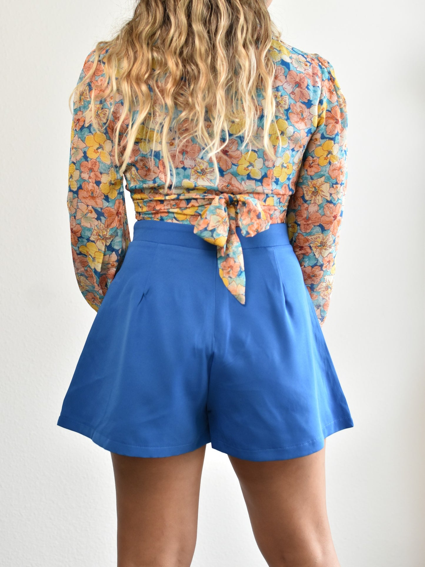 Blue Blouse and Shorts Set
