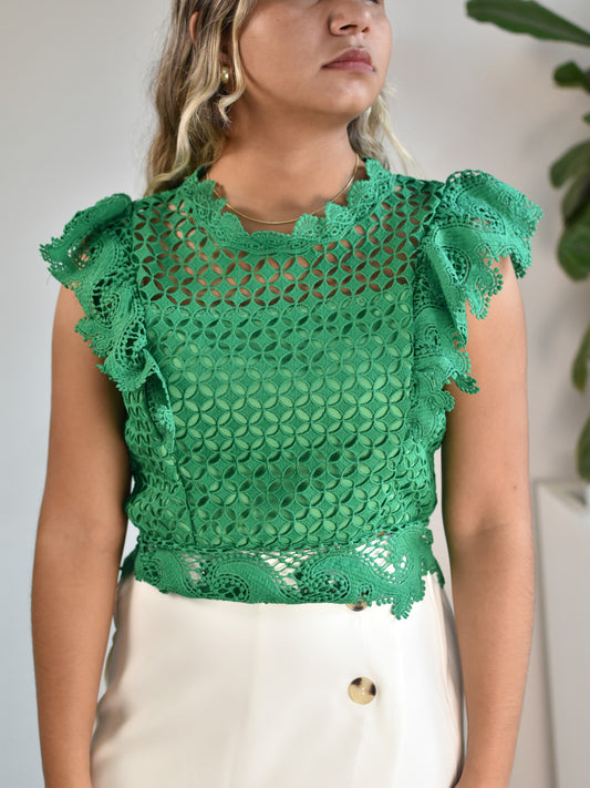 Blusa verde sin mangas