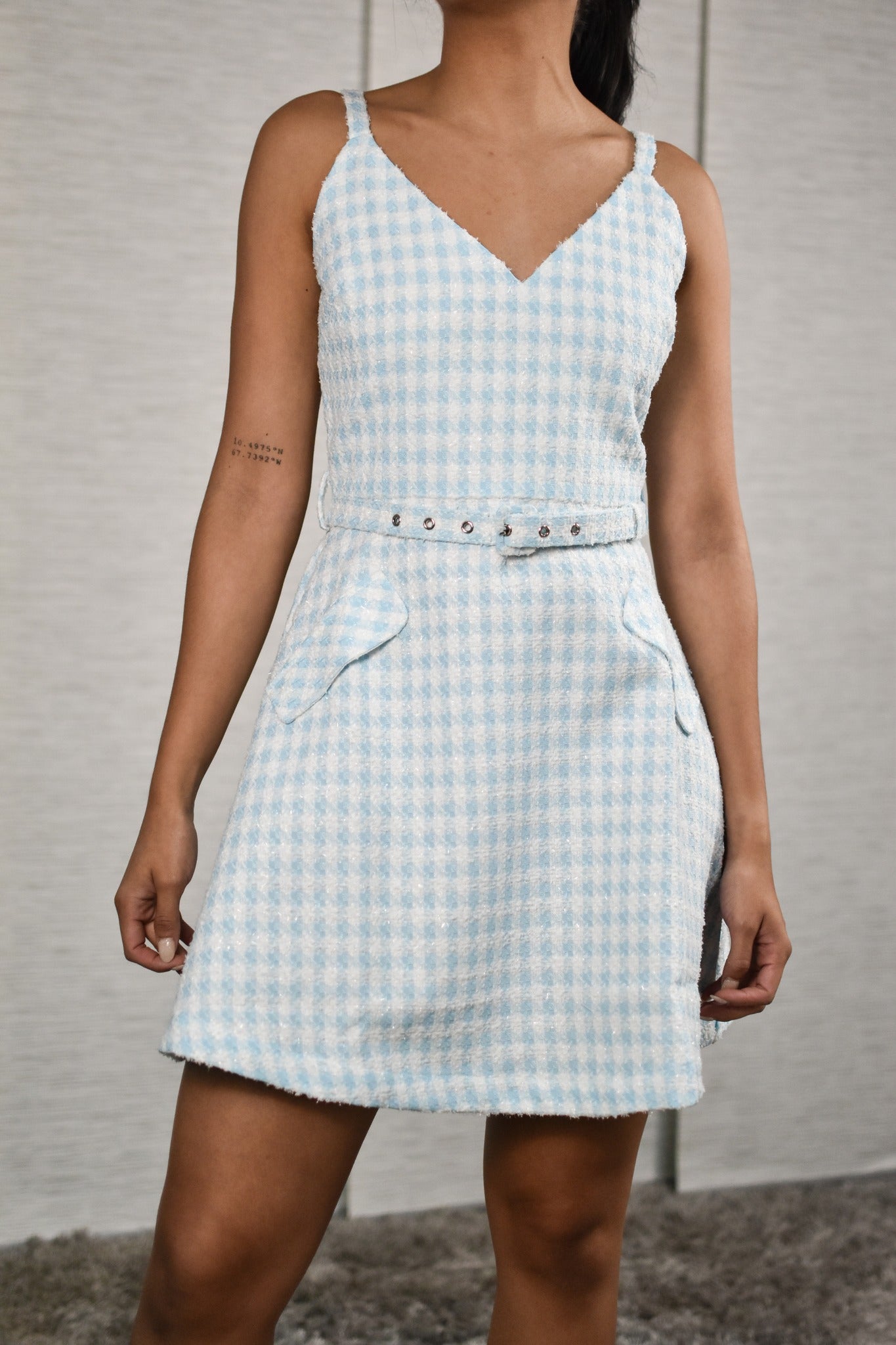 Vestido de tweed azul