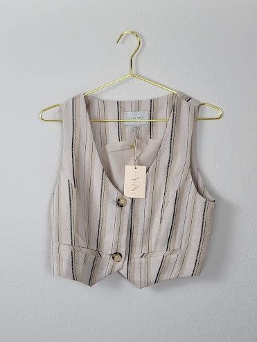 Beige Striped Vest