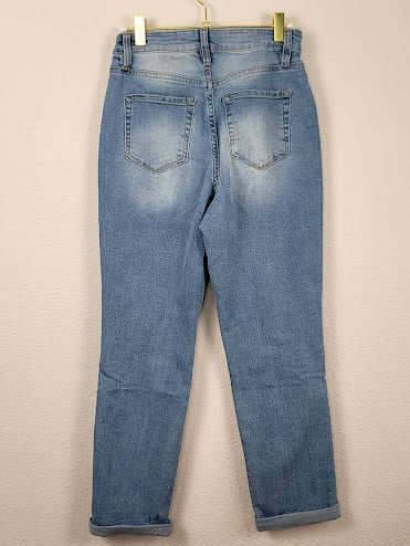 Light Wash Distressed Mom Jeans