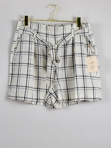 Beige Plaid Shorts