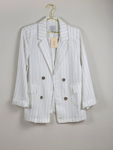 White Blazer with Black Stripes