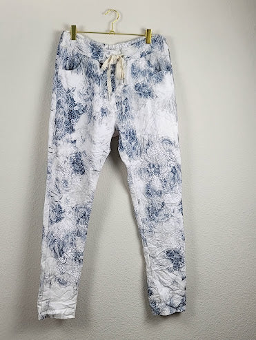 White Printed Pants