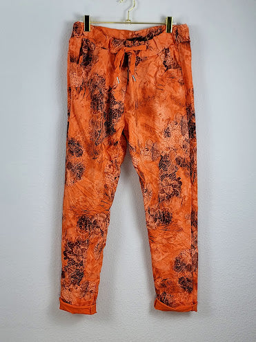 Orange Printed Pants