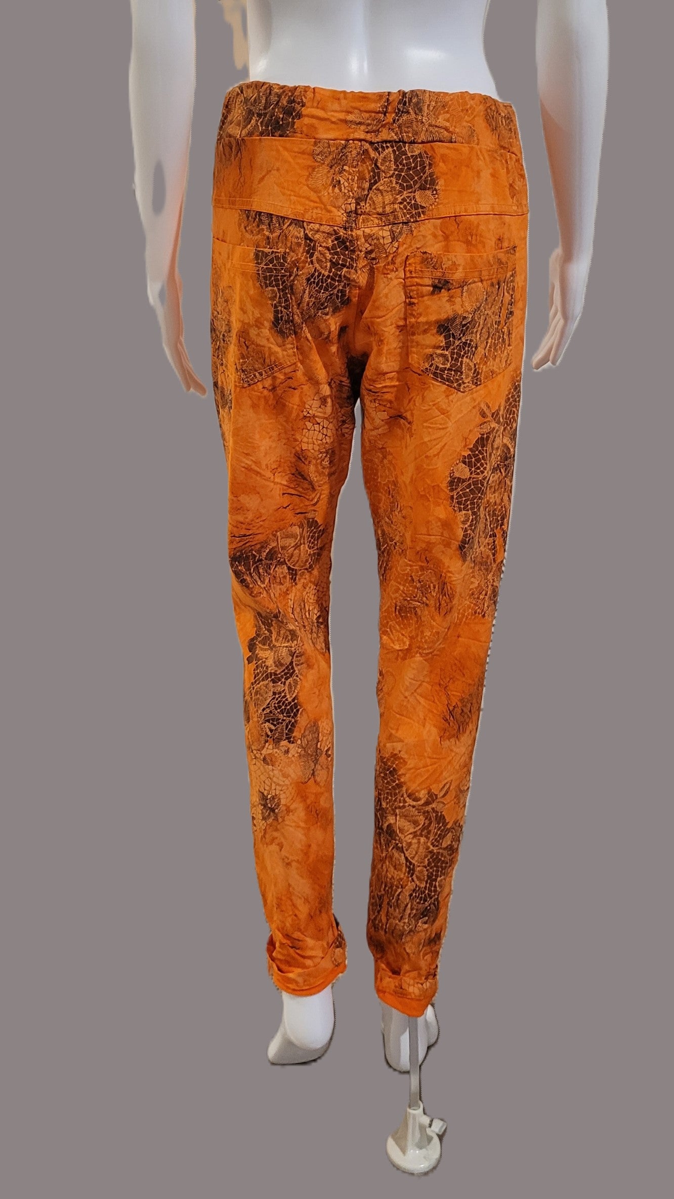 Orange Printed Pants