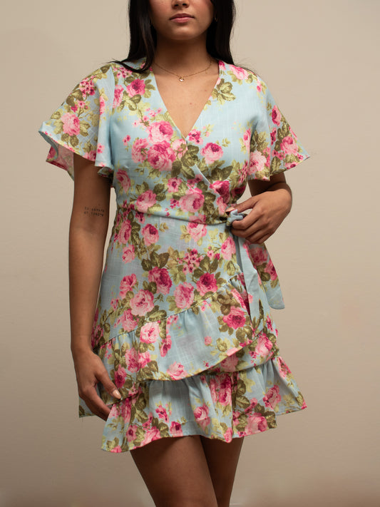 Vestido de flores azul