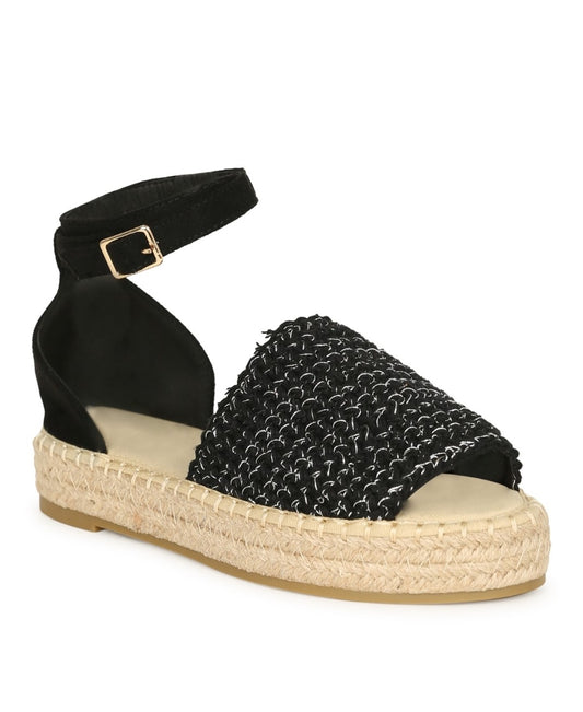 Sandalias de cuña negras