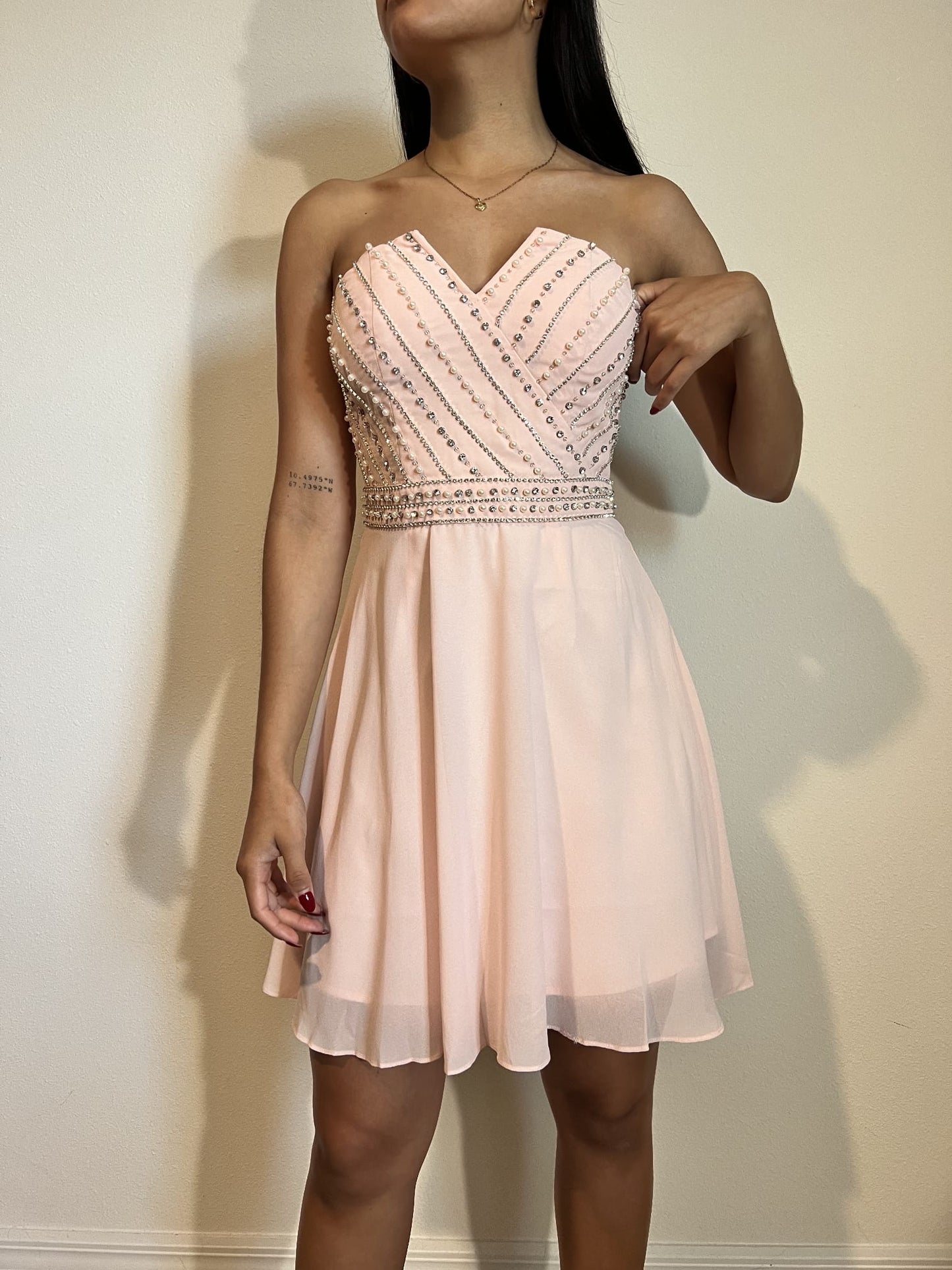 Pink Strapless Mini Dress