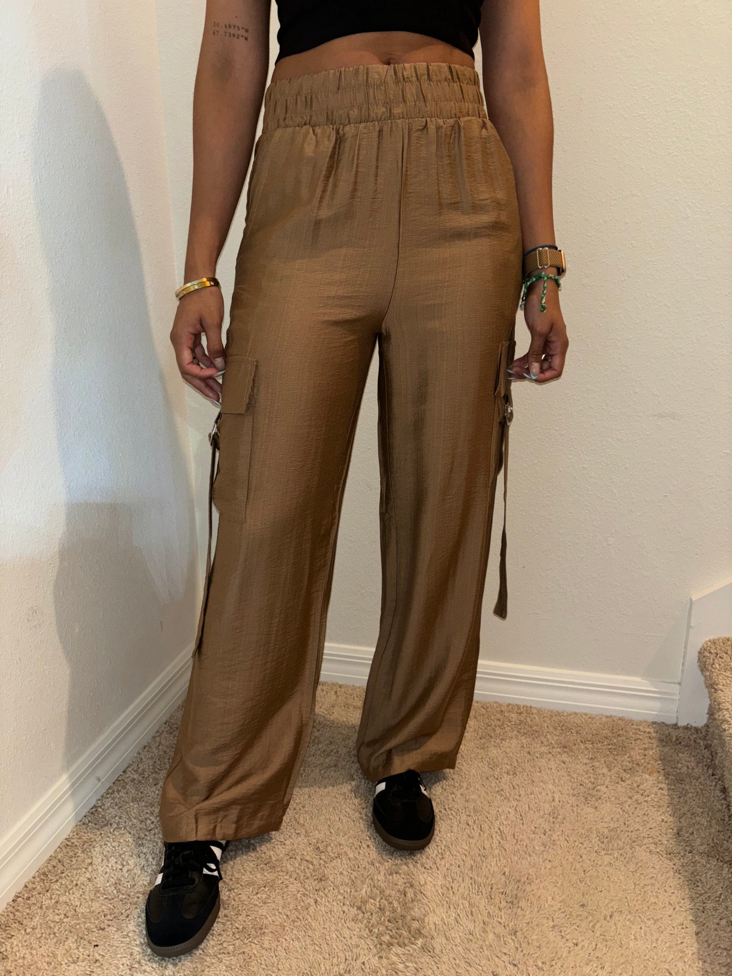 LINEN BLEND CARGO PANTS