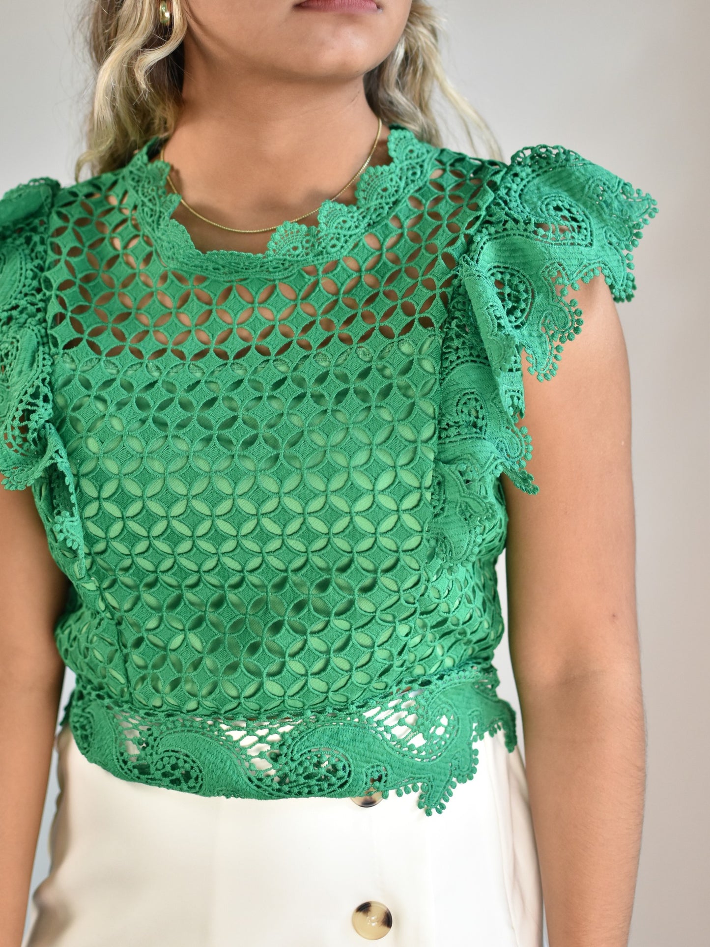 Green Sleeveless Blouse