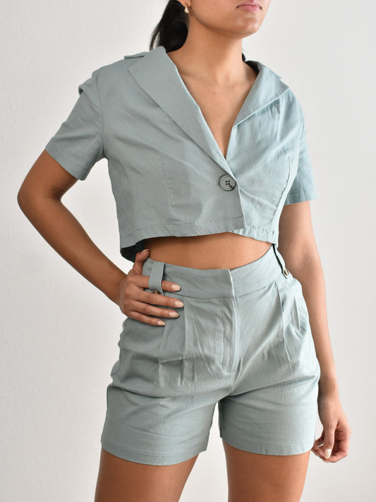 Blazer corto verde menta