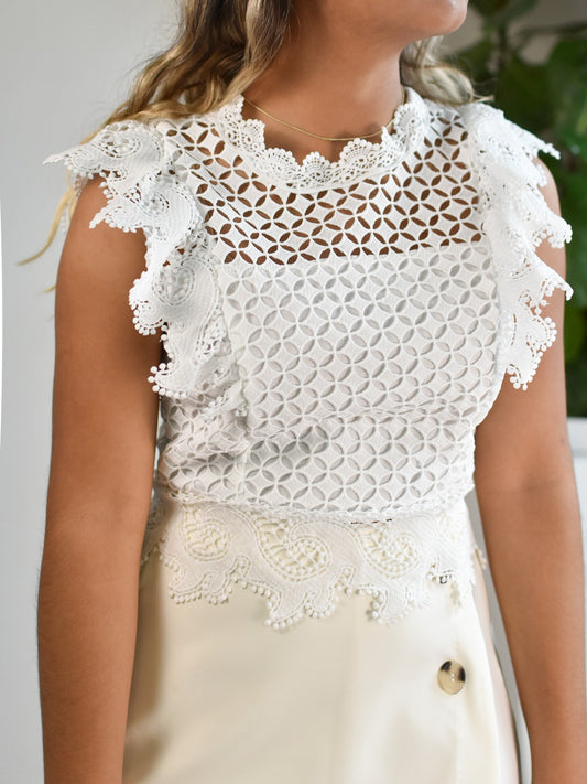 Blusa blanca sin mangas