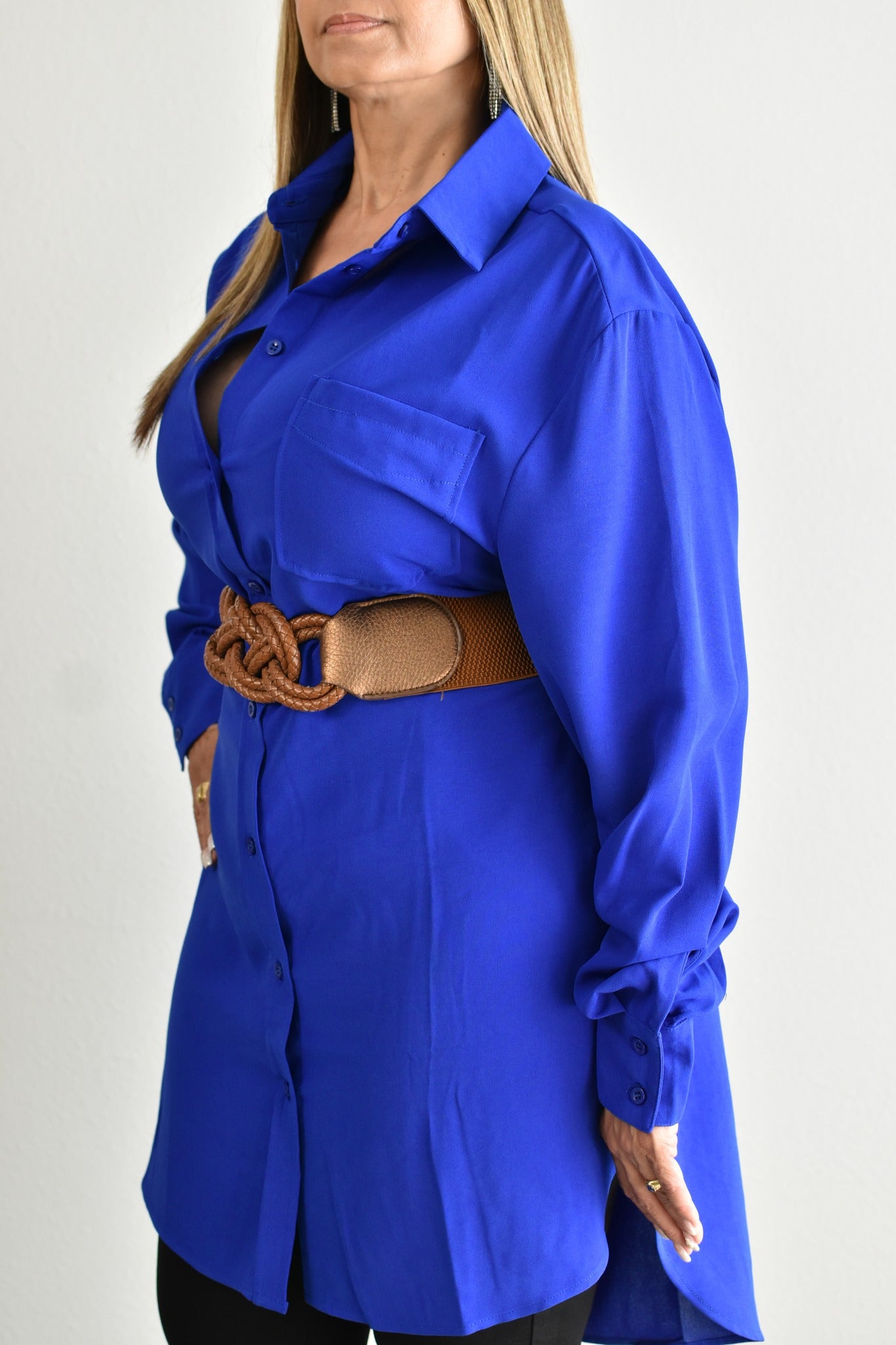 Royal Blue Button Up Dress