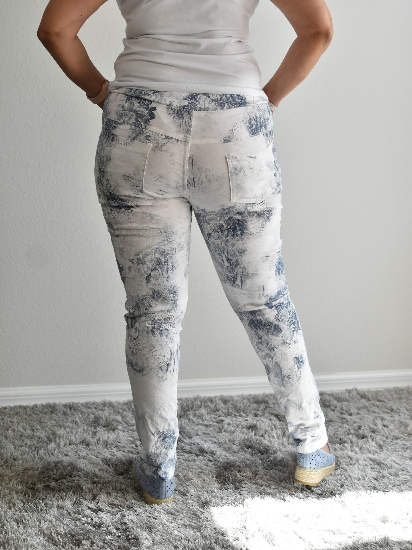 White Printed Pants